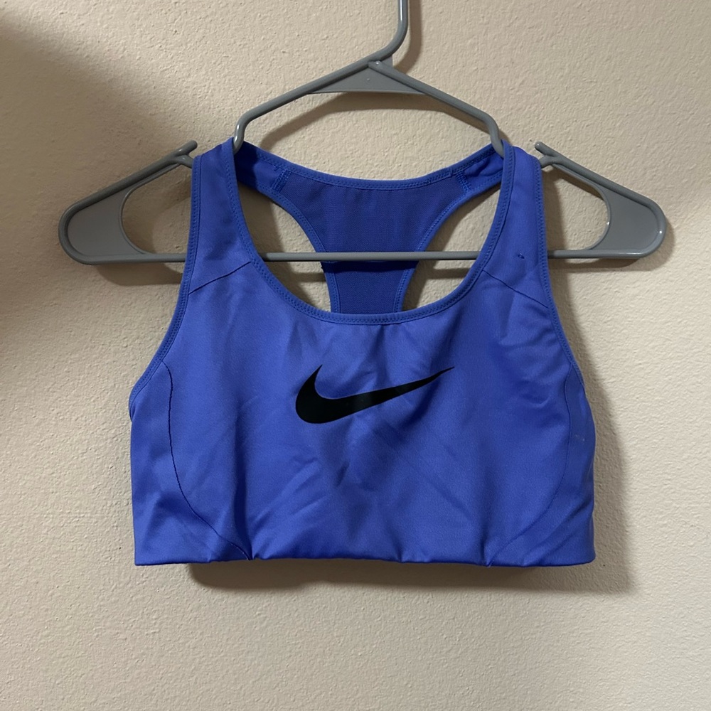 Nike Vibrant lavender purple blue Sports Bra with front Black Logo & shorts set